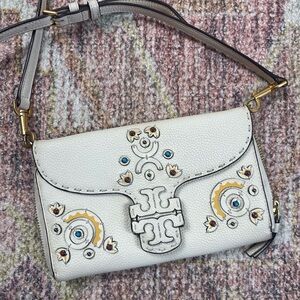 Tory Burch Mcgraw Embellished Wallet Crossbody Bag In White
